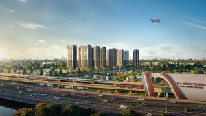 Phối cảnh khu căn hộ cao tầng The Privé gần nhà ga metro Bình Trưng, theo mô hình TOD của BLUEMARQ Group